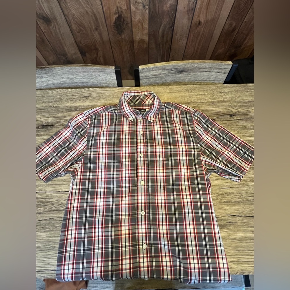 GEORGE Mens Plaid Button Up Short Sleeve, Size Small